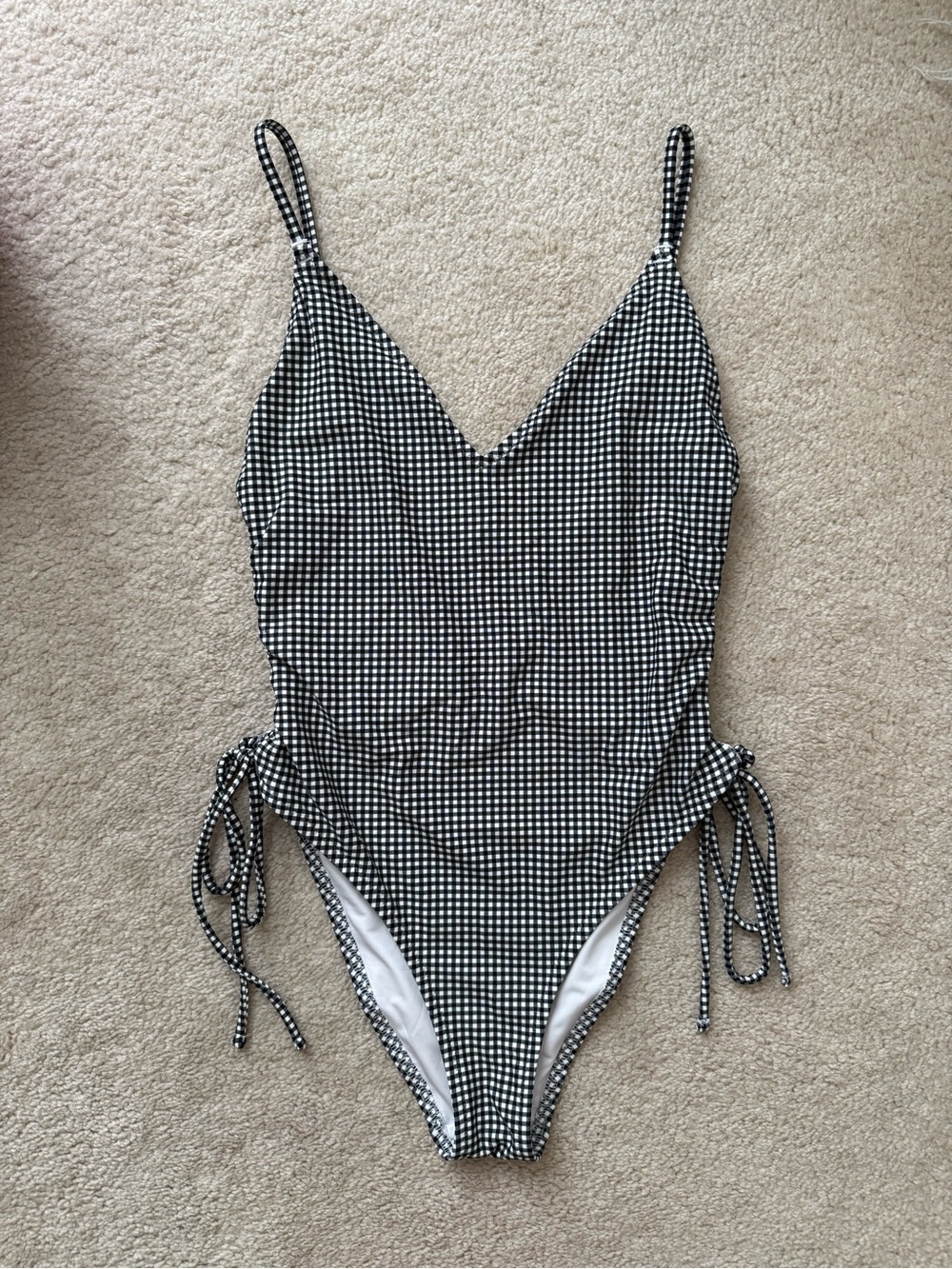 AERIE Black & White Gingham One-Piece Swimsuit